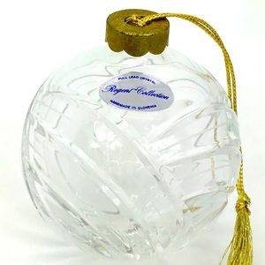 Vintage Rogaska FULL LEAD CRYSTAL CHRISTMAS Ball ORNAMENT Clear Etched Cut NEW